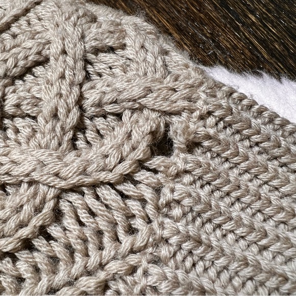 Ivan Grundahl Beige Merino Wool Cable Knit Turtleneck Sweater Dress - Picture 10 of 14